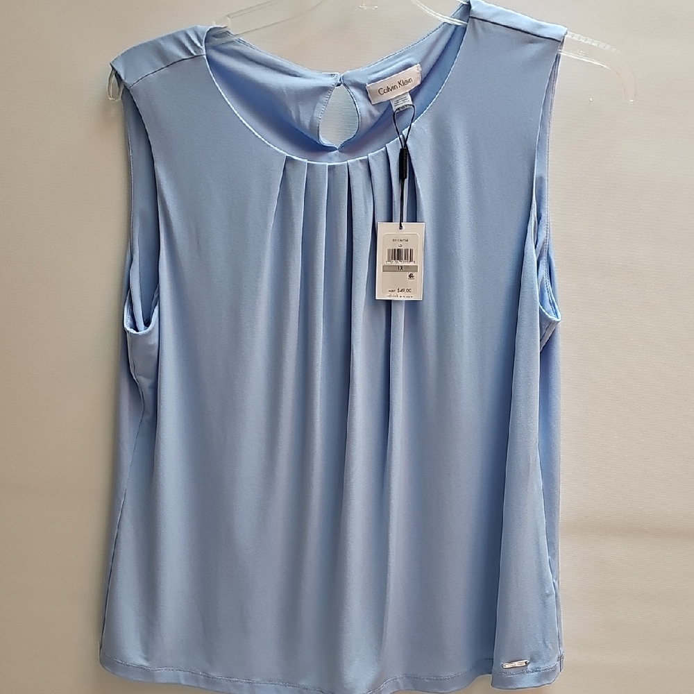 Calvin Klein Collection Light Blue Sleeveless Blouse